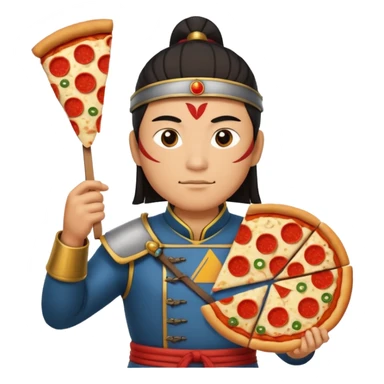 chinese ancient warrior with pizza sticker