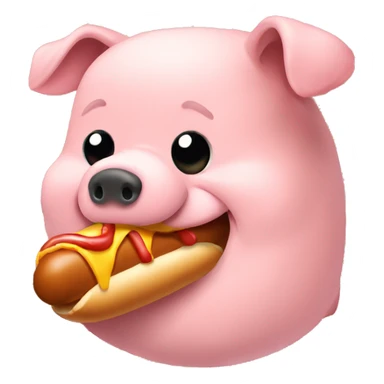 fat pig eating hot dog sticker