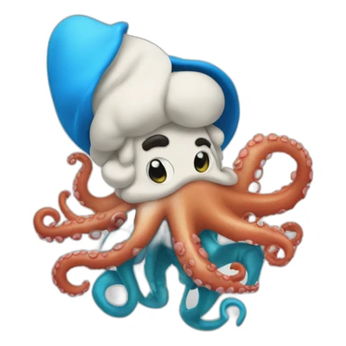 smurf eating an octopus sticker