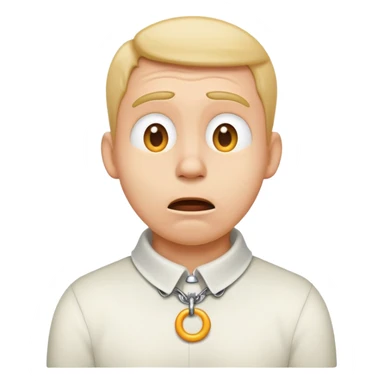 goofy emoji tugging collar in anticipation, stress, nervousness, anxiousness and dread sticker