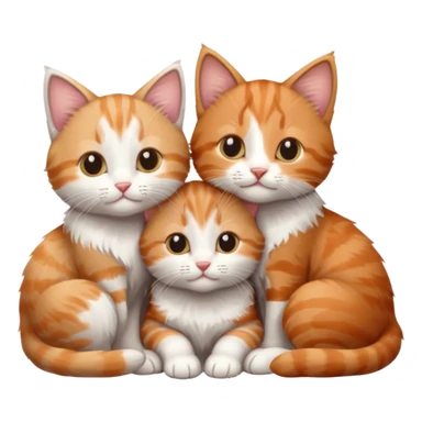 3 kittens cuddling together all different colours, the first one is grey and white, the second is ginger and white and the third is brown tabby and white sticker