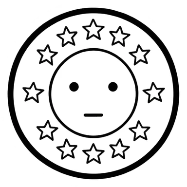 Can u make a emoji with 15 stars in a circle no face no nothin just lines and nothing in the middle and the stars have nothing it in too just lines black and white sticker