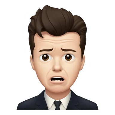 Rick Astley having a worried face but with front teeth out and the picture is from the era of the beginning of cameras(1826)-the 1940s sticker