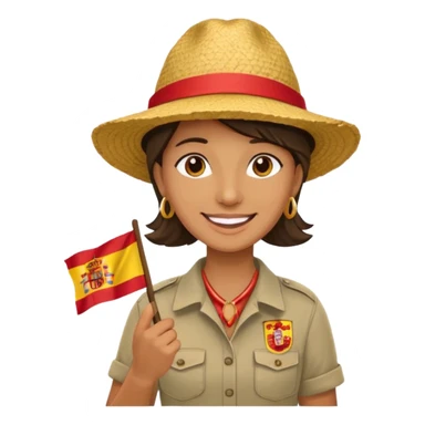 tourist guide with spanish flag in hand sticker