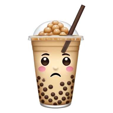 A boba tea with a sad face that is crying tears sticker