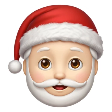 cute emoji face wearing a Santa hat, with a happy soft expression. Replace the festive Christmas elements: a Christmas tree, stocking, snowflake, and other holiday icons. sticker