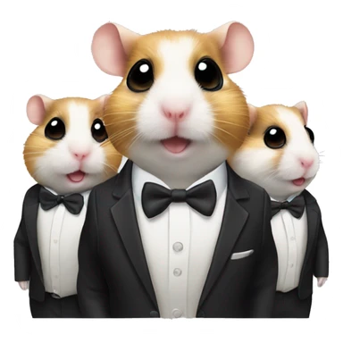 Three small happy hamsters in suits and round shades  sticker