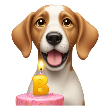 Dog blowing out birthday candles sticker