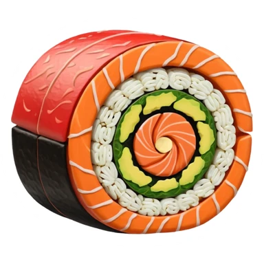 Roll bean sushi one in front of  sticker
