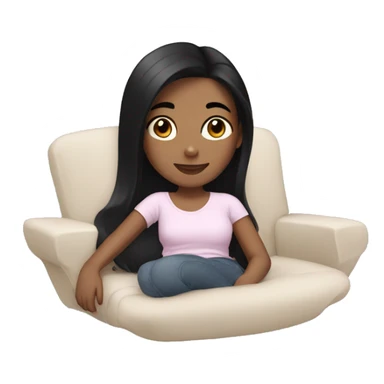 Girl with black hair relaxing  sticker