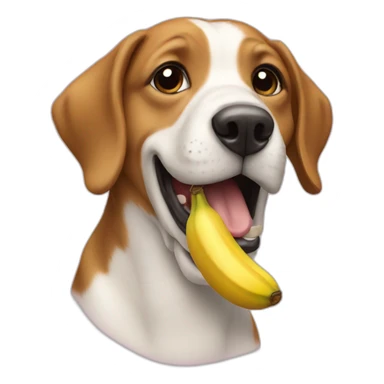 Dog eating a banana sticker