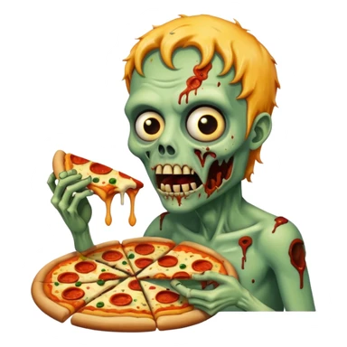 Zombie eating pizza sticker