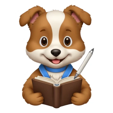 funny dog with diary and pen sticker