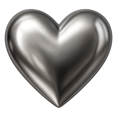 heart with a metallic platinum finish sticker