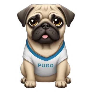 pug wearing a t-shirt sticker