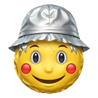 Yellow emoji smiley face wearing homemade tinfoil hat sticker