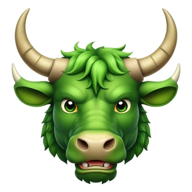 Green bull face in frontal sticker