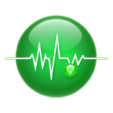 glowing green dot with ECG heartbeat line sticker