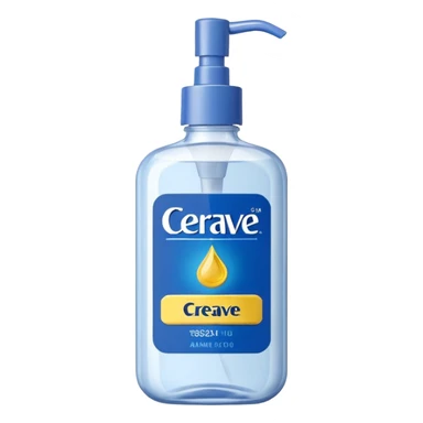White CeraVe bottle with blue label and yellow “AM” badge, topped with a pump. Surrounded by radiant sun sparkles, soft UV-deflecting light rings, and a blue protective glow. Feels like a daytime skin shield potion in a sleek, glossy bottle. sticker