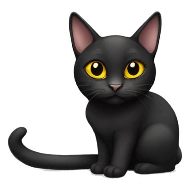 Lop-eared Black cat with yellow eyes and  sticker