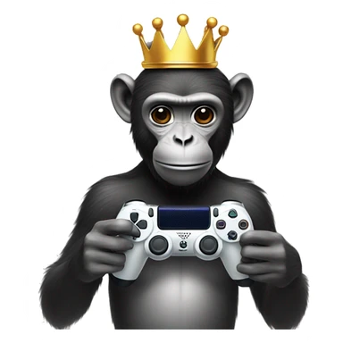 monkey with a crown and a ps5 controller in hand sticker