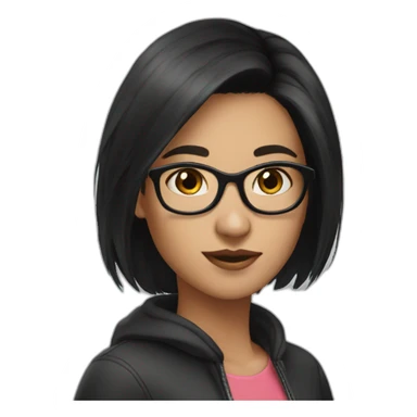 Girl-blackhair-very very short -glasses sticker
