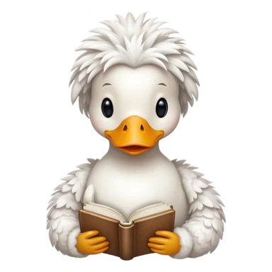 white duck holding book sticker