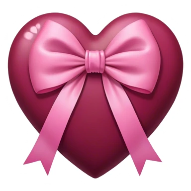 Burgundy heart with a pink bow in the middle sticker