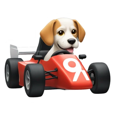 dog riding in a f1 car sticker