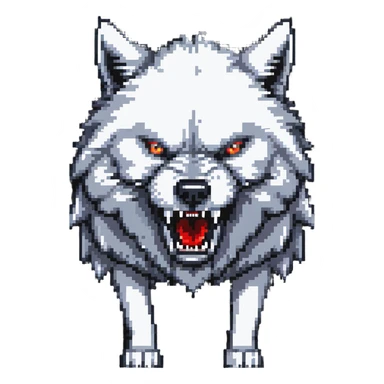 angry wolf with sharp teeth and fluffy fur sticker