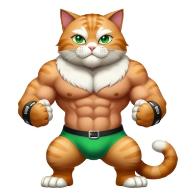 Buff Jacked up Huge jumbo Super Duper Muscular Cat with a 10 pack full body black and white body and green eyes  sticker
