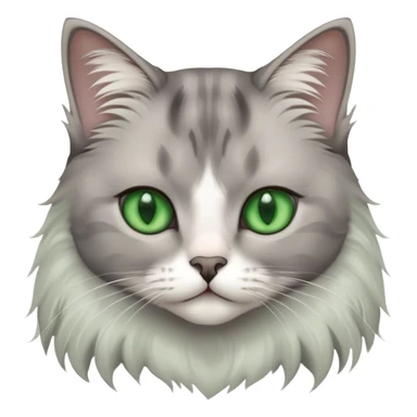 cat, green eyes, grey and white, britsh long hair sticker