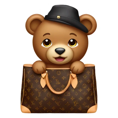 Teddy sitting in Louis Vuitton bag sticker