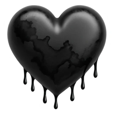black ink blob heart emoji with ink streaks, isolated on white background, grunge, like pen stroke sticker