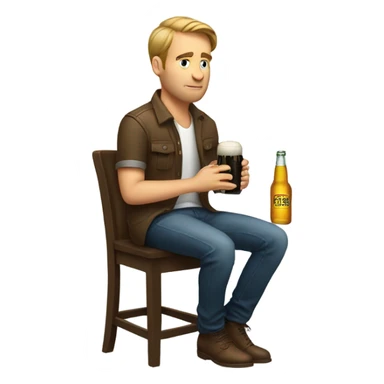 A white guy sitting on a barstool drinking a beer and looking at his phone  sticker