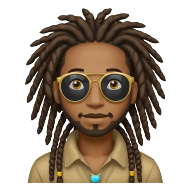 a black african guy with dreadlocks, wearing black sunglasses and aura farming emoji sticker