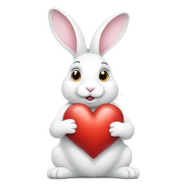 white rabbit hold heart sticker