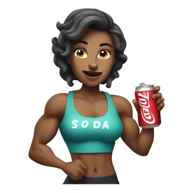 Female bodybuilder drinking soda sticker