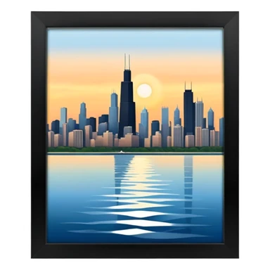 Dawn in Chicago with skyline view from Lake Michigan sticker