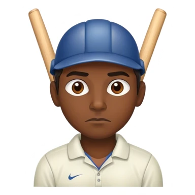 skeptical looking cricket playing  sticker