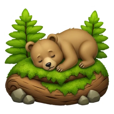 bear cub hugging moss pillow asleep sticker
