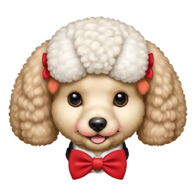 Poodle with red bow tie, half body sticker