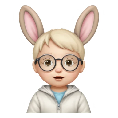 bunny ear wearing small baby spectacled sticker