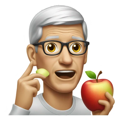 Tim cook eating a bitten apple sticker