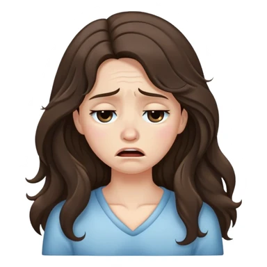 Very long hair Brunette with white skin crying very desconsolated with mouth closed sticker