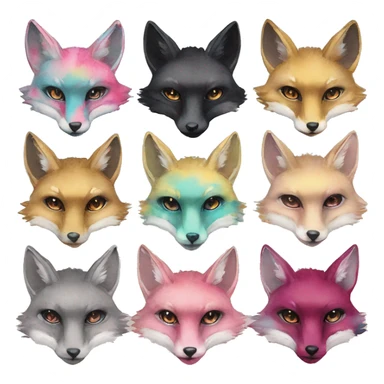 Beige cyan Pink magenta burgundy maroon cyan beige gray fox black stripes wearing gold jewellery gold piercings gold ear piercing gilded vintage watercolour tie dye black raven wings sticker