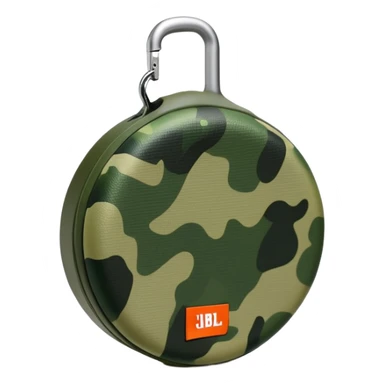 Abstract JBL Clip 4 keeping the signature round shape with clip, basic green camouflage design, iOS emoji style sticker