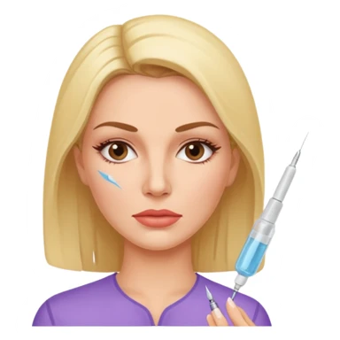 Woman taking a botox only one injection in the face sticker