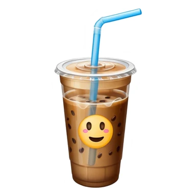  plastic cup of iced coffee with straw sticker