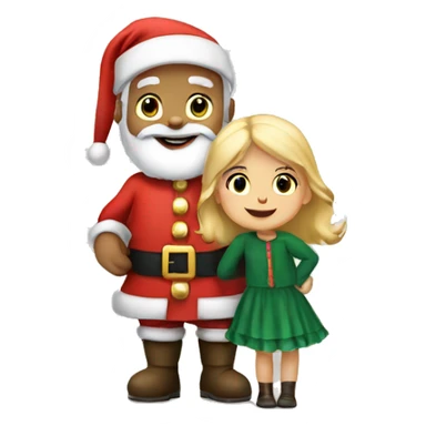 santa claus with little girl that has blonde hair sticker